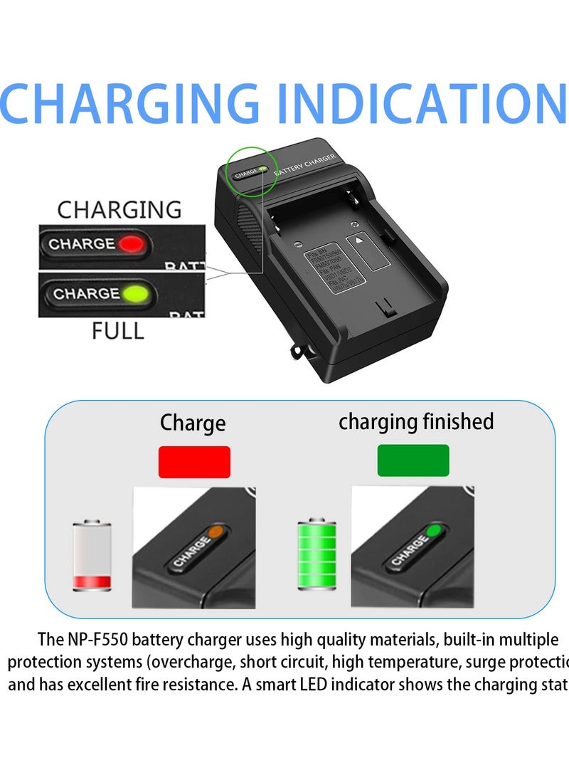 آأزورب - شاحن بطارية كاميرا NP-F550/ NP-F750 مع كابل USB متوافق مع شاحن بطارية NP-F550 F570 F570 F750 F770 F960 F970 من سوني - Image 1