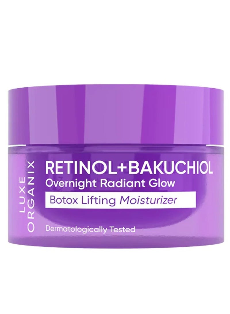 مرطب رفع البشرة بالريتينول + باكوتشيول ليلي متوهج ومشرق بالبوتوكس 50 جرام