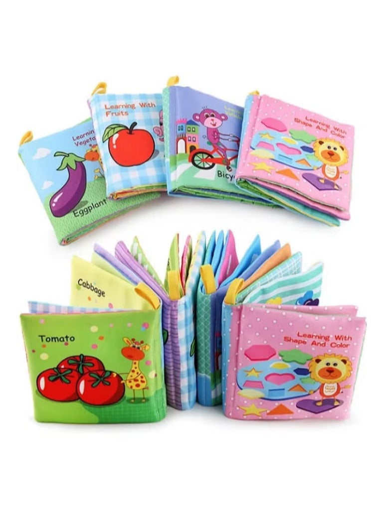 مجموعة كتب قماشية ناعمة تعليمية للأطفال مكونة من 4 قطع من الأقمشة غير السامة - Image 1