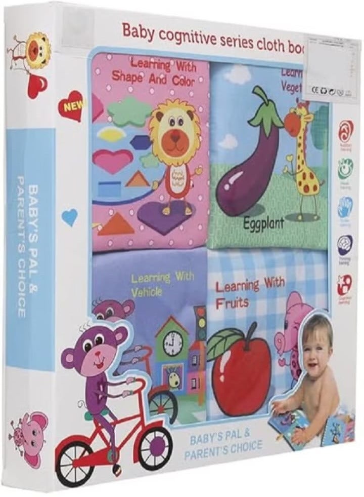 مجموعة كتب قماشية ناعمة تعليمية للأطفال مكونة من 4 قطع من الأقمشة غير السامة - Image 3