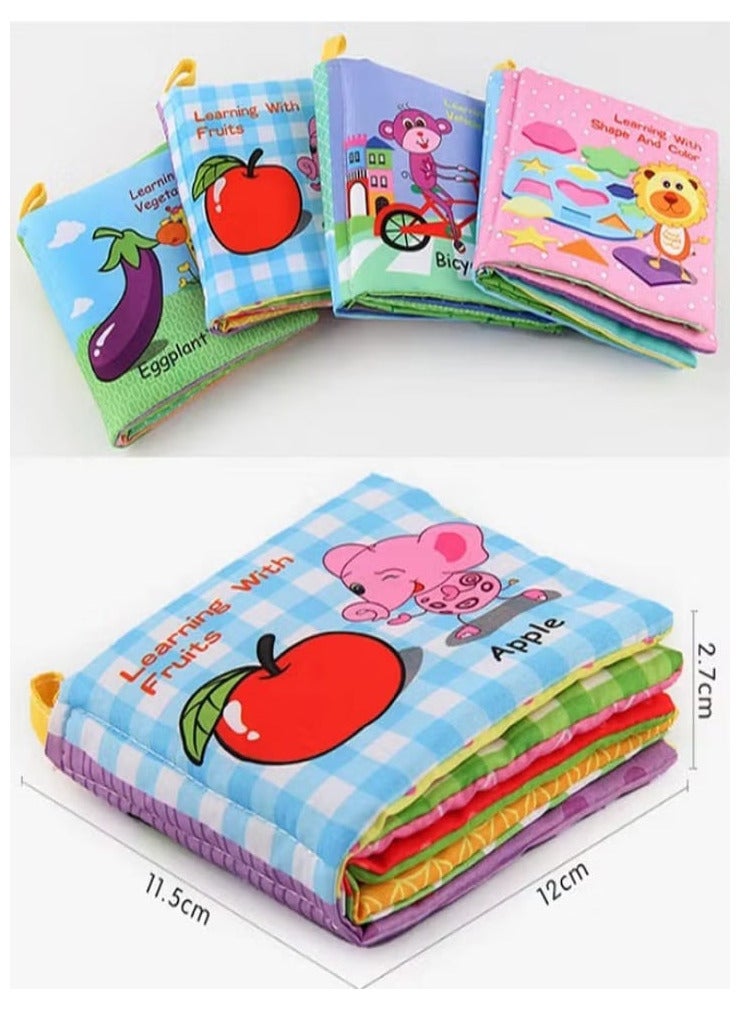 مجموعة كتب قماشية ناعمة تعليمية للأطفال مكونة من 4 قطع من الأقمشة غير السامة - Image 2