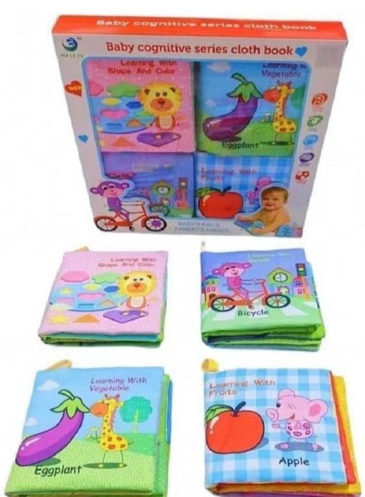 مجموعة كتب قماشية ناعمة تعليمية للأطفال مكونة من 4 قطع من الأقمشة غير السامة - Image 5
