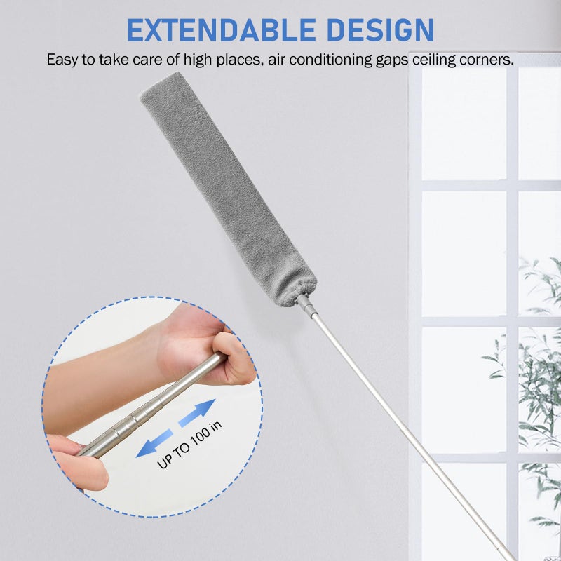 SetSail Dusters for Cleaning 100-inch Extra-Long Gap Duster with Extension Pole Bendable Microfiber Head Washable Ceiling Fan Cleaner Duster for High Ceilings, Floor - Image 3