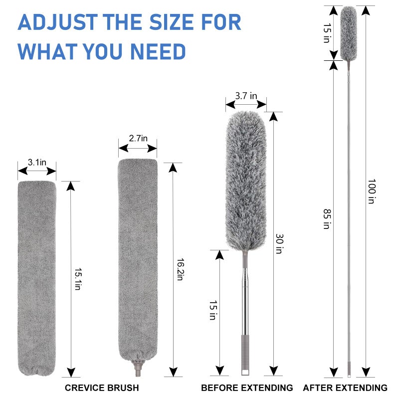 SetSail Dusters for Cleaning 100-inch Extra-Long Gap Duster with Extension Pole Bendable Microfiber Head Washable Ceiling Fan Cleaner Duster for High Ceilings, Floor - Image 2