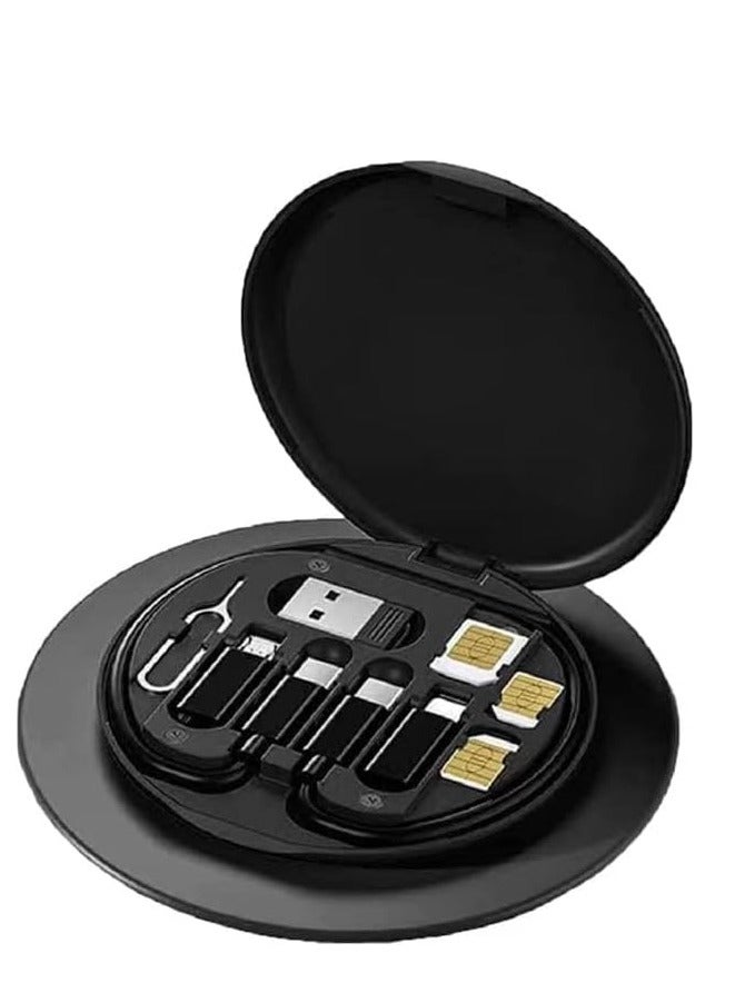 ELTRAZONE Multifunctional Cable Storage Box - Organizes USB-C, Lightning, Type-C, and Micro Charging Cables, with SIM Card Ejector and Phone Holder - Image 1