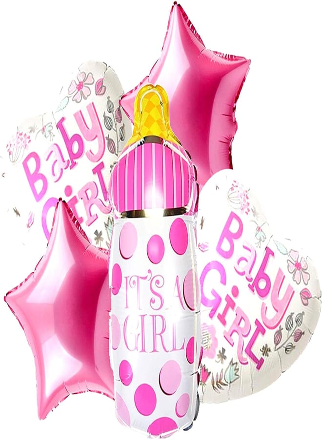 TAMONA It's a Girl Theme Foil Balloon Bouquet Party Accessories (Set of 5)