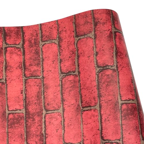 LoveFaye Yifely Red Brick Self Adhesive Shelf Drawer Liner Door Sticker Rural Wall Covering Paper Easy to Install 17.7inch by 9.8 Feet - Image 5