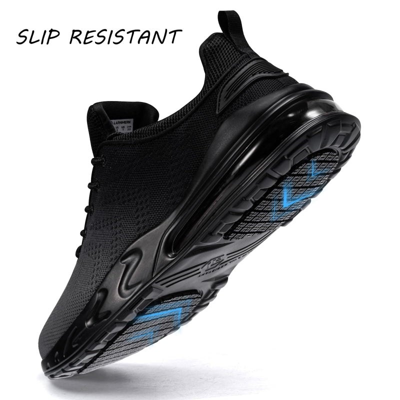 LARNMERN Men Non Slip Work Sneakers Water Resistant Food Service Zapatos Trabajo Antideslizantes Walking Shoes Waterproof Shoes Slip-on, Grey 10.5 Wide - Image 3