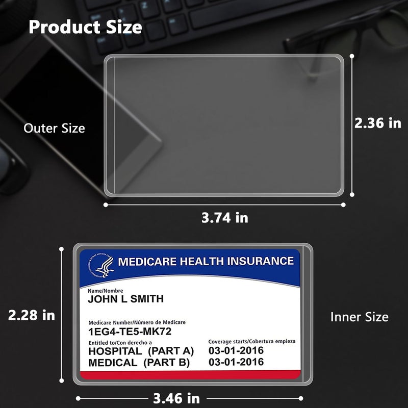 Glsgsb حافظات بطاقات Medicare الجديدة، واقي بطاقة الضمان الاجتماعي، 12 مل أكمام بلاستيكية شفافة مقاومة للماء لبطاقات Medicare/الضمان الاجتماعي/الأعمال/الهويات/بطاقات الائتمان (6 عبوات) - Image 3