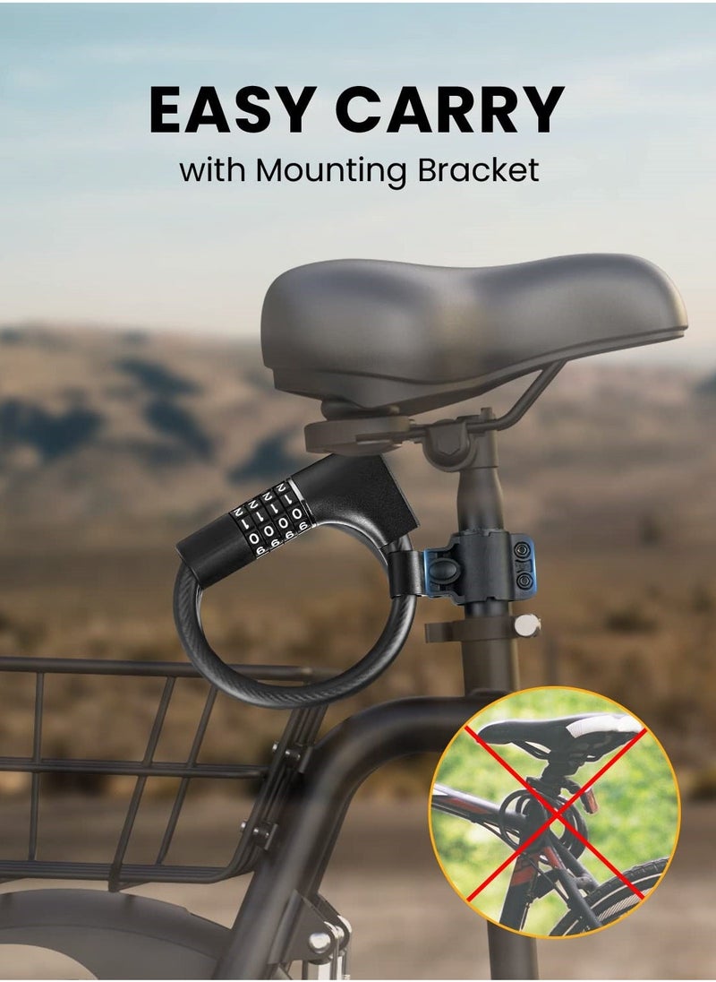 Generic - Bike Lock Cable with Combination and Key, Password Lost Retrievable Bicycle Lock Anti-Theft, Coiled Secure Resettable Bike Combination Lock with Mounting Bracket for Bikes and Scooters - Image 1