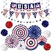 JIALWEN 4th of July Patriotic Party Decorations 6 Paper Fan 6 Flower Ball 1 USA Swallowtail Flag 1 USA Pennant Flag 1 Star Streamer 6 Swirl Independence Day Memorial Day Veterans Day Decor Supplies - Image 3