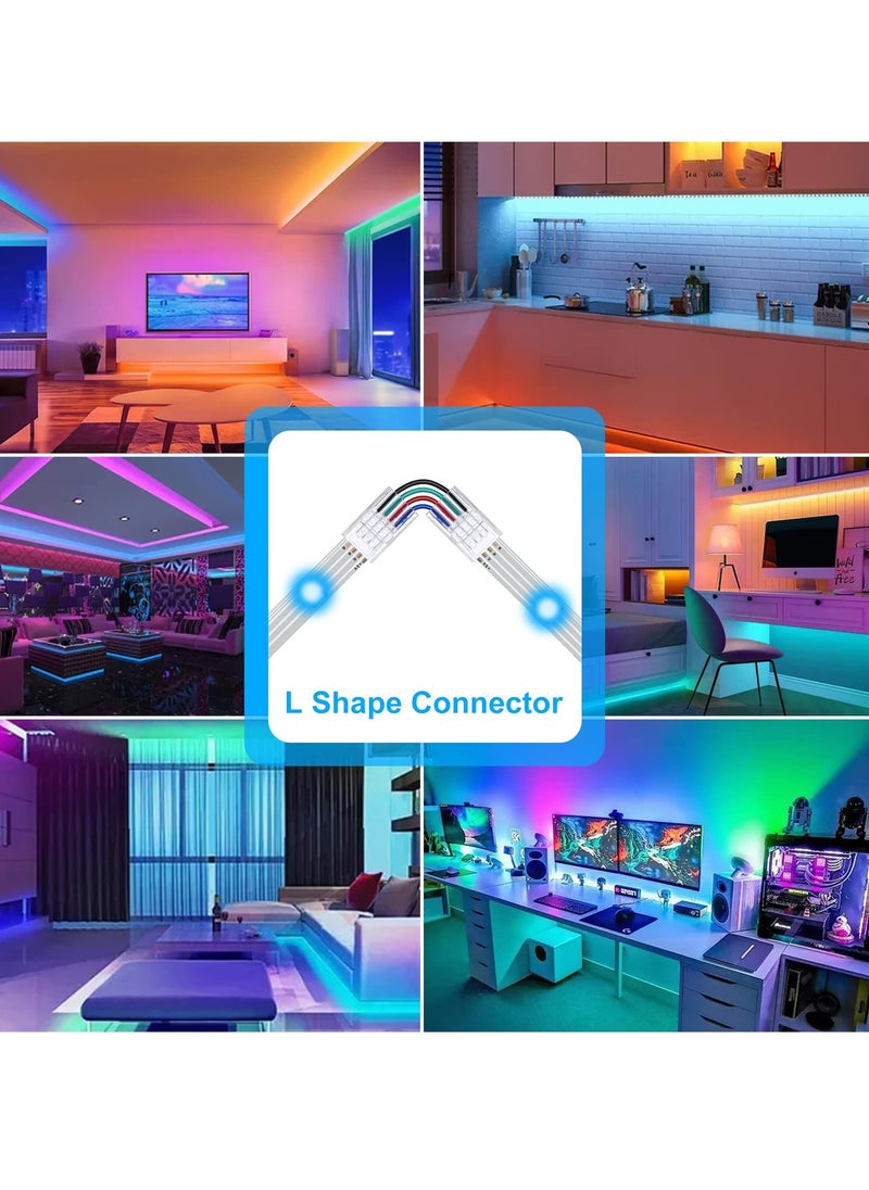KASTWAVE - L Shape 4-Pin RGB LED Light Strip Connectors, 0.39inch Wide Right Angle Corner Solderless Adapter Terminal Extension Connector for 5050 SMD 4 Conductor Strips (10-Pack) - Image 1