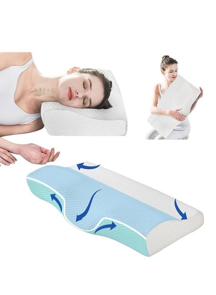 Monda Memory Foam Pillow Anti-Snore Pillows Ergonomic Orthopedic Pillow for Neck Support and Shoulder Pain Relief Side Sleeper Contour Pillow with Washable Cover - Image 1