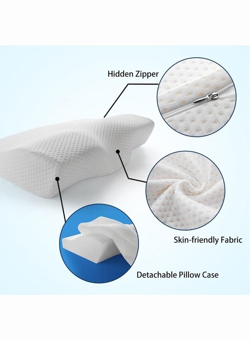 Monda Memory Foam Pillow Anti-Snore Pillows Ergonomic Orthopedic Pillow for Neck Support and Shoulder Pain Relief Side Sleeper Contour Pillow with Washable Cover - Image 5