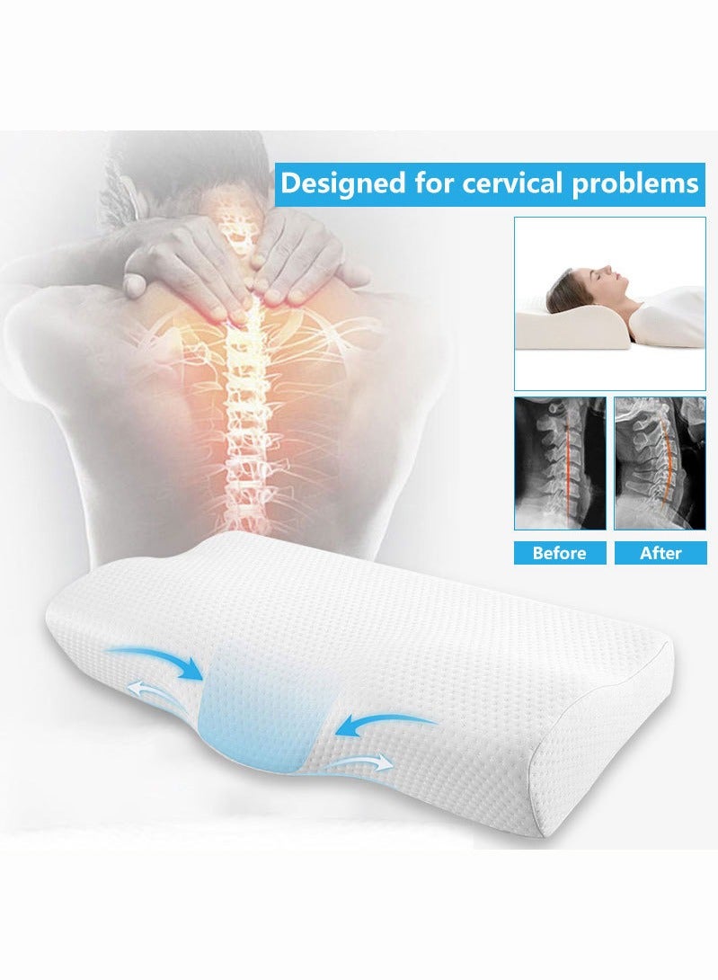 Monda Memory Foam Pillow Anti-Snore Pillows Ergonomic Orthopedic Pillow for Neck Support and Shoulder Pain Relief Side Sleeper Contour Pillow with Washable Cover - Image 3