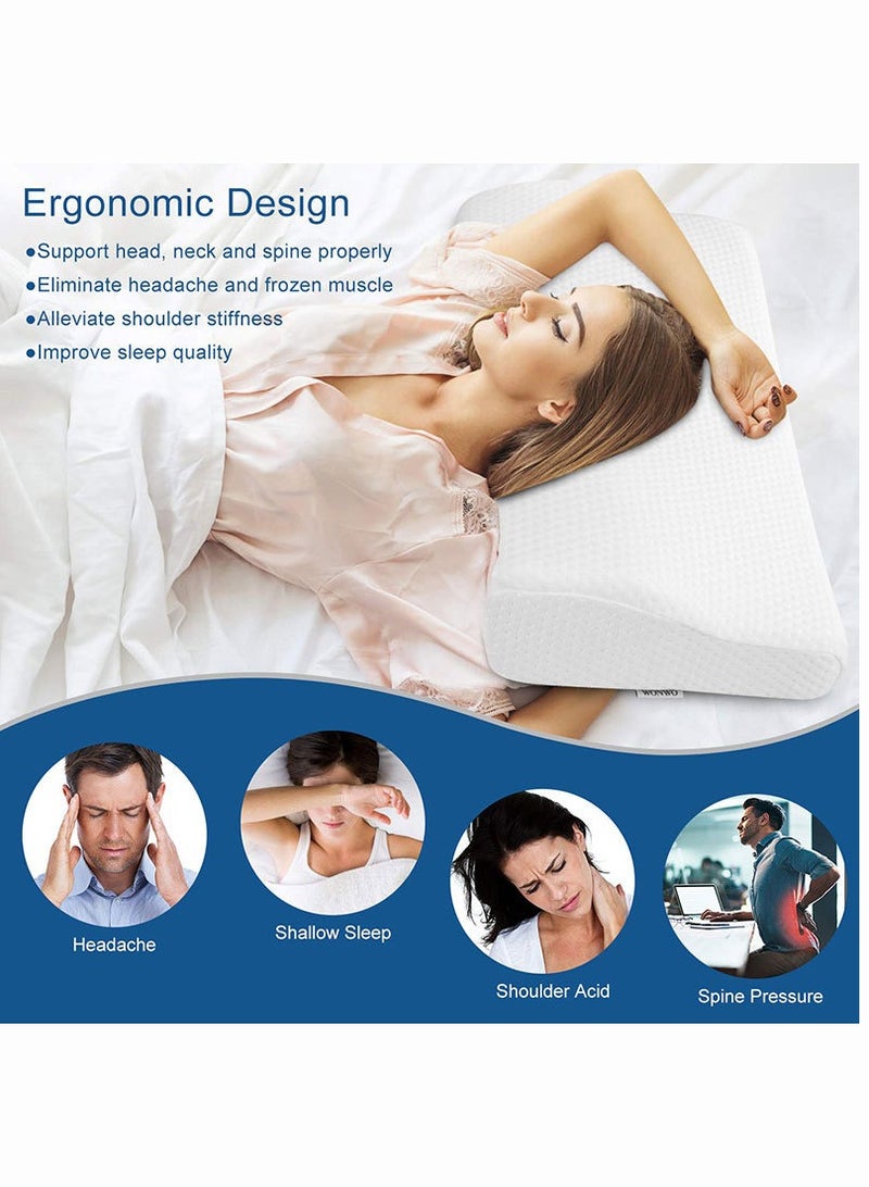 Monda Memory Foam Pillow Anti-Snore Pillows Ergonomic Orthopedic Pillow for Neck Support and Shoulder Pain Relief Side Sleeper Contour Pillow with Washable Cover - Image 2