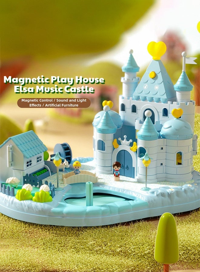 Princess Magnetic Castle Playset with Light and Music Pretend Play House Educational Interactive Toy for Girls Age 3-6 Years Old Durable Kids Playhouse Perfect Birthday Gift for Toddlers and Children - Image 1