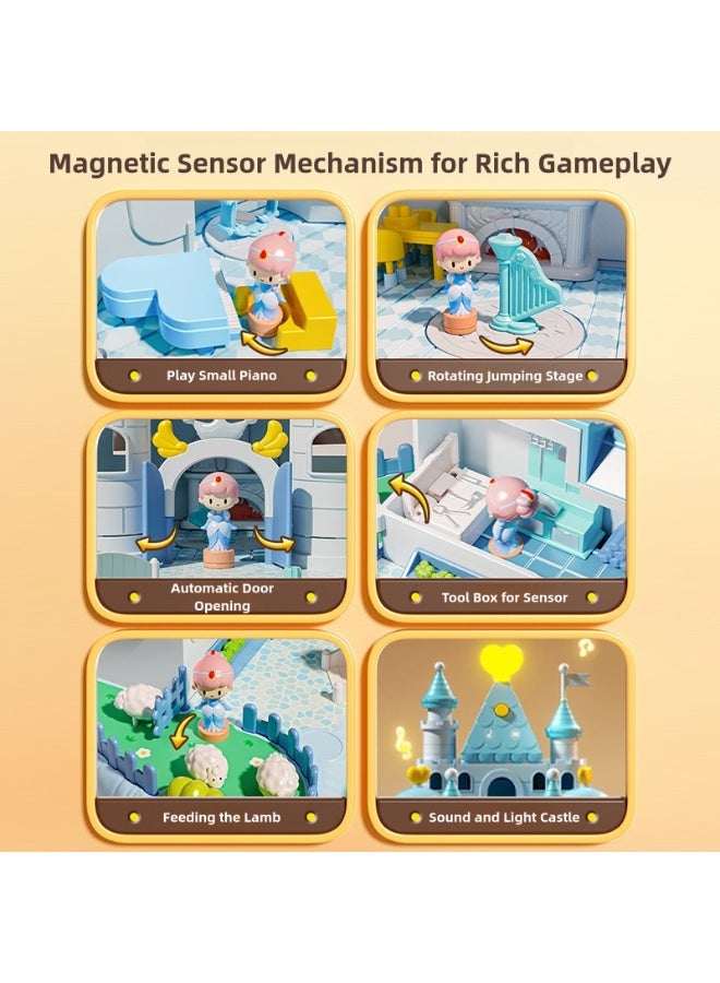 Princess Magnetic Castle Playset with Light and Music Pretend Play House Educational Interactive Toy for Girls Age 3-6 Years Old Durable Kids Playhouse Perfect Birthday Gift for Toddlers and Children - Image 5