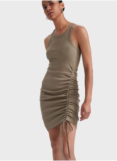 DeFacto Bodycon Crew Neck Short Sleeve Ruched Detail Dress  - Image 3