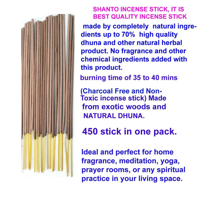 Shanto Natural Harbal Dhuna Incense Sticks for Home 450 Sticks one Pack, Item Weight 428gm - Image 3