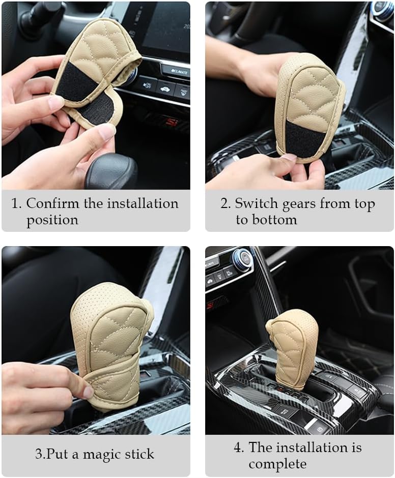 Leather Gear Shift Cover with Breathable Design,Fashionable Shift Knob Cover for Car Decor,Universal Car Accessories Interior Gear Shift Knob Cover Protect Shift Knob (Gray) - Image 5