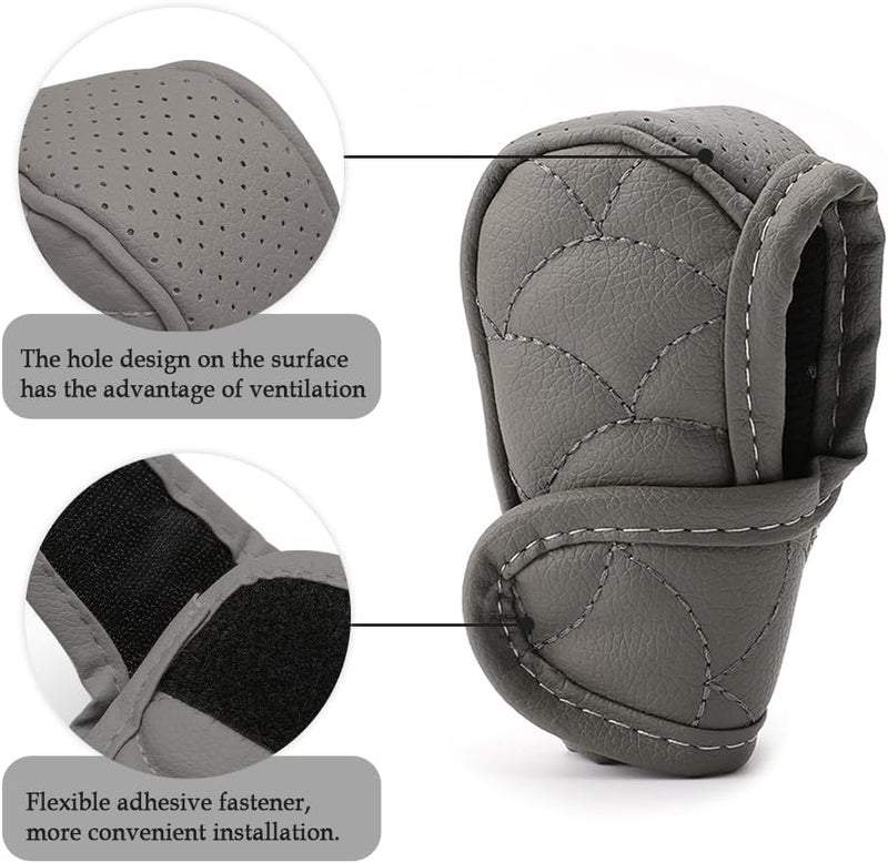 Leather Gear Shift Cover with Breathable Design,Fashionable Shift Knob Cover for Car Decor,Universal Car Accessories Interior Gear Shift Knob Cover Protect Shift Knob (Gray) - Image 2