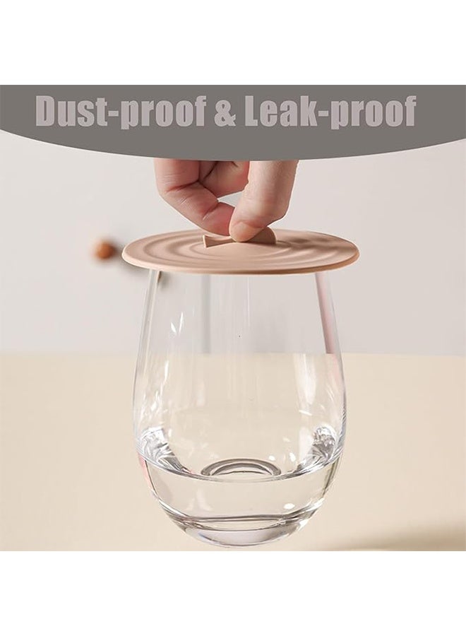 قطع من أغطية أكواب السيليكون 10 سم (4 بوصة) - أغطية أكواب قهوة مانعة للتسرب قابلة لإعادة الاستخدام، للمشروبات الساخنة والباردة والشاي والأكواب. - Image 3