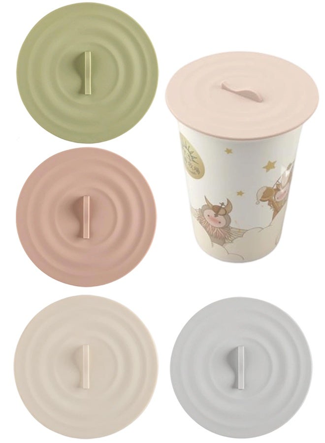 قطع من أغطية أكواب السيليكون 10 سم (4 بوصة) - أغطية أكواب قهوة مانعة للتسرب قابلة لإعادة الاستخدام، للمشروبات الساخنة والباردة والشاي والأكواب. - Image 1