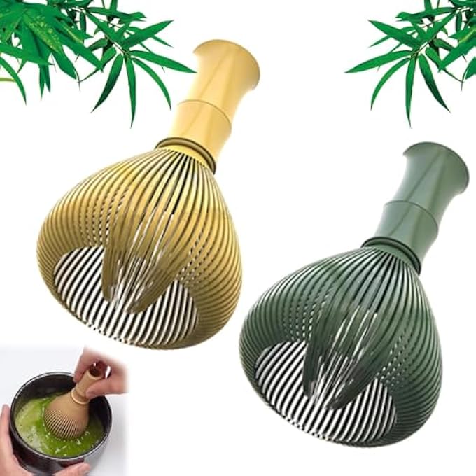 Lonimia 2 Pcs Matcha WhiskPlastic Resin Tea WhiskMatcha BrushMatcha ToolsYellow And Green - Image 2
