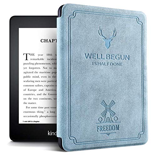 MOCA Compatible Folio flip case Cover for 2018 Kindle Paperwhite 10th Gen Generation 2018 Release Smart Flip Cover case (Aqua Blue) - Image 1