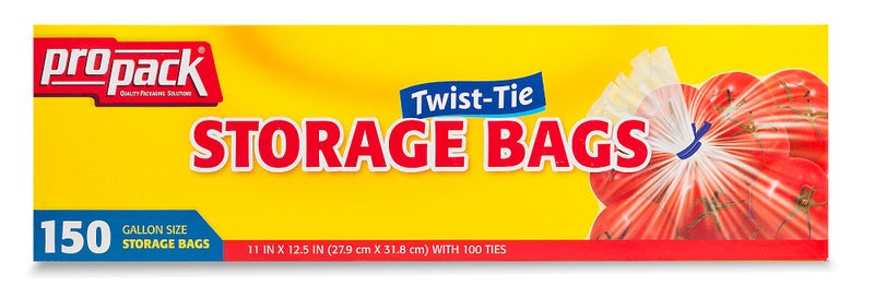 ProPack Disposable Plastic Storage Bags with Original Twist Tie, 1 Gallon Size, 150 Bags, Great for Home, Office, Vacation, Traveling, Sandwich, Fruits, Nuts, Cake, Cookies, Or Any Snacks (1 Packs) - Image 2