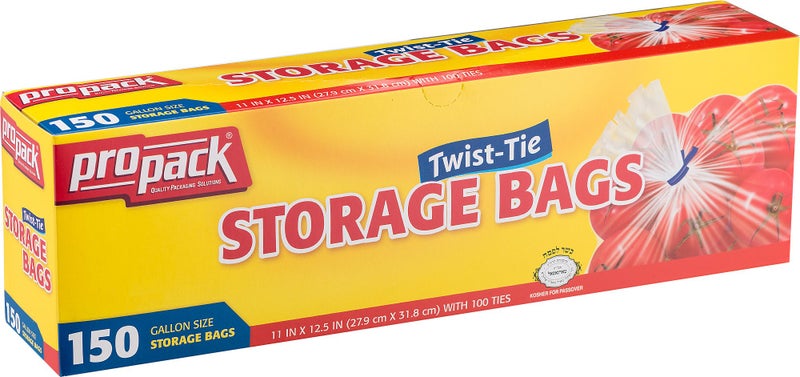 ProPack Disposable Plastic Storage Bags with Original Twist Tie, 1 Gallon Size, 150 Bags, Great for Home, Office, Vacation, Traveling, Sandwich, Fruits, Nuts, Cake, Cookies, Or Any Snacks (1 Packs) - Image 4