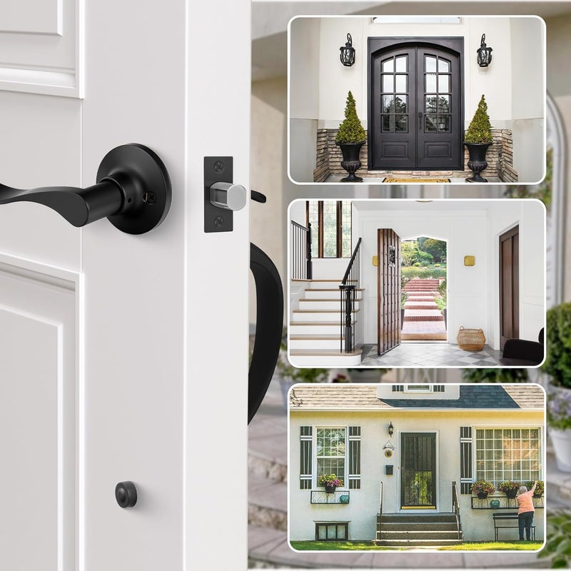 Haidms Front Door Handle Black, Entry&Exterior Door Handles and Reversible Handle Lever,Single Cylinder Door Handle Set with Lower Half Lever for Left and Right Hand Door, Matte Black - Image 5