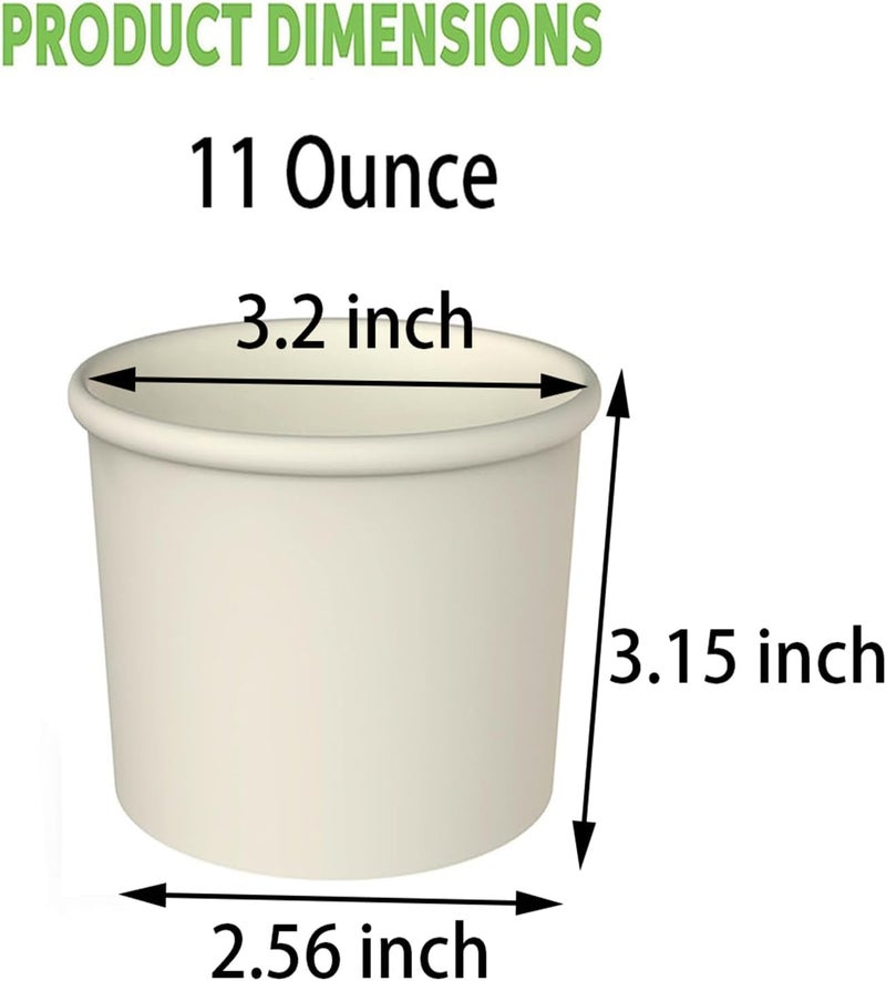 Axe Sickle Anti topple design 100 Pcs 11 Ounce Paper Ice Cream Cups Disposable Dessert Bowls for Hot or Cold Food, Sundae, Frozen Yogurt, Soup, White Widely used design - Image 2