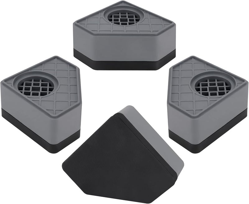 HMIEPRS 4 Pcs Anti Vibration Pads for Washing Machine, Washer and Dryer Pedestals High Friction Hard Wearing Square Rubber Foot, Non Slip & Noise Reducing Mat Protects Floor (Increase 1.8") - Image 1