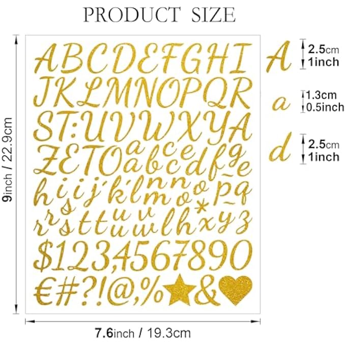 1152PCS 12 SHEETS SELF ADHESIVE GLITTER ALPHABET LETTER STICKERS SMALL ALPHABET NUMBER VINYL LETTERS STICKERS FOR SCRAPBOOKING DIY CRAFTS GRADUATION CAP NOTEBOOK CLASSROOM DECOR (GOLD) - Image 2