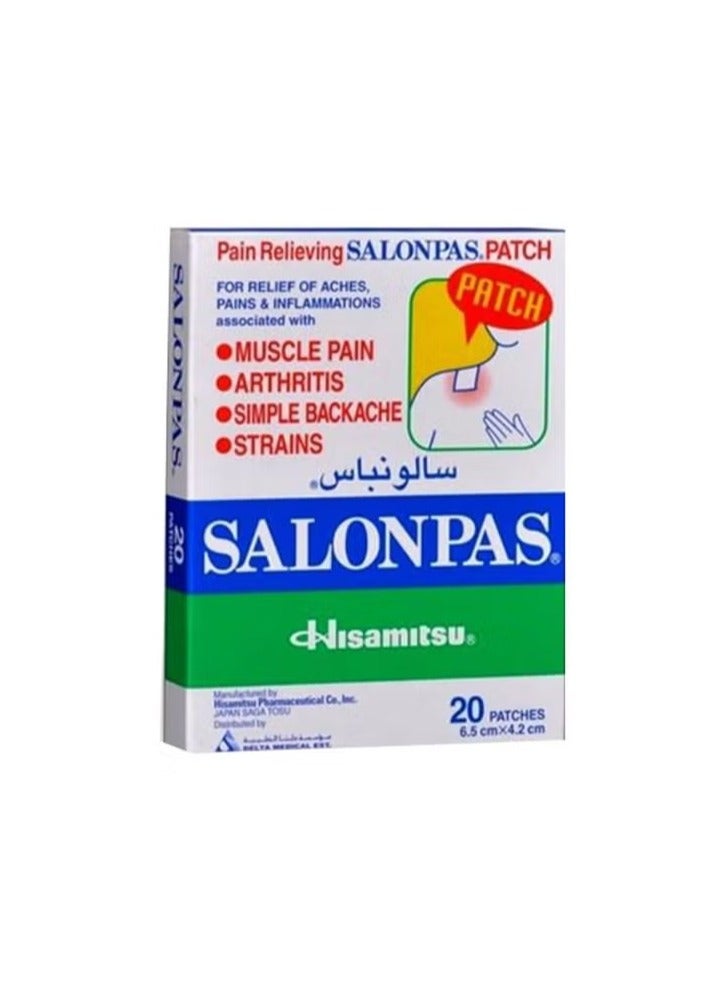 Salonpas Pain Relieving 20 Patches, 6.5 X 4.2 Cm