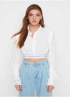 White Crop Detailed Shirt