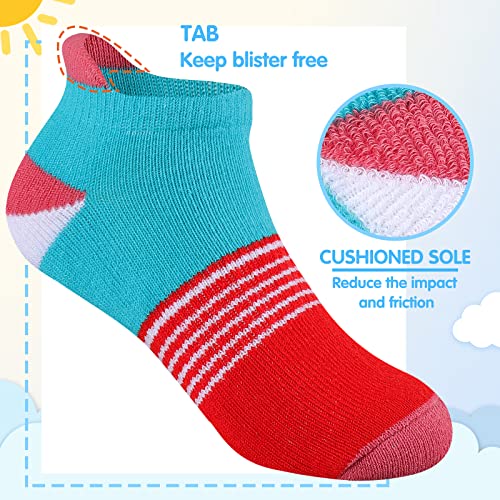 Comfoex Girls Socks For Kids 4-6 6-8 8-10 Years Old Ankle Athletic Cotton Short Socks With Cushioned Sole 6 Pairs - Image 2