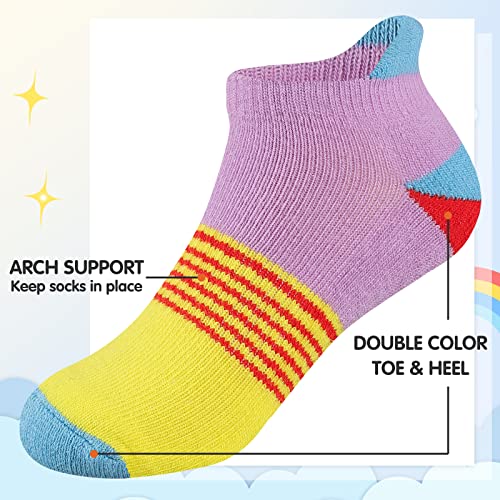 Comfoex Girls Socks For Kids 4-6 6-8 8-10 Years Old Ankle Athletic Cotton Short Socks With Cushioned Sole 6 Pairs - Image 3