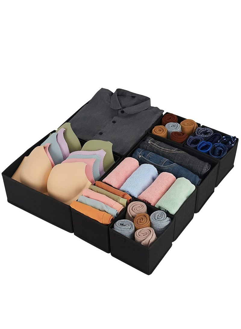 Arabest Foldable Drawer Organizer, Closet Organizer Drawer for Underwear/Underpants/Socks/Bra/Panties/Ties, 8 Pack Storage Dividers Bins 2 Large+2 Medium+4 Small Black  - Image 1