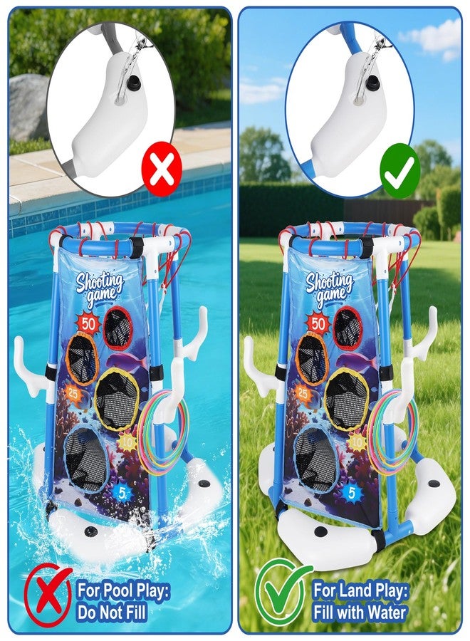 yofit Pool Basketball Hoop, 3-in-1 Floating Pool Games with Rings Ball Toss, Summer Outdoor Pool Toys for Kids Adults Ages 4-12 Basketball Hoop for Swimming Poolside Backyard (Blue) - Image 5