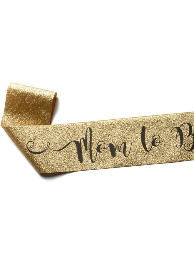 OLILLY Perfect White and Gold Mom to Be Sash - Enjoy Your Baby Shower (Glitter Gold) - Image 3