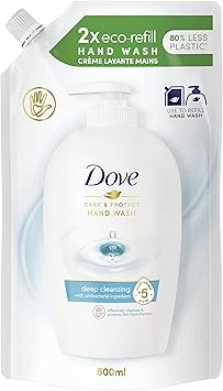 Dove صابون يد سائل دوف للعناية بالبشرة المرطبة والناعمة فوراً حماية إعادة التعبئة تنظيف عميق بمكونات مضادة للبكتيريا 500 مل - Image 1