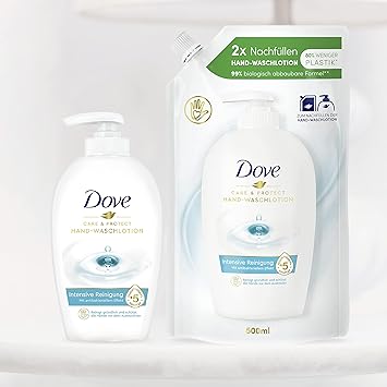 Dove صابون يد سائل دوف للعناية بالبشرة المرطبة والناعمة فوراً حماية إعادة التعبئة تنظيف عميق بمكونات مضادة للبكتيريا 500 مل - Image 5