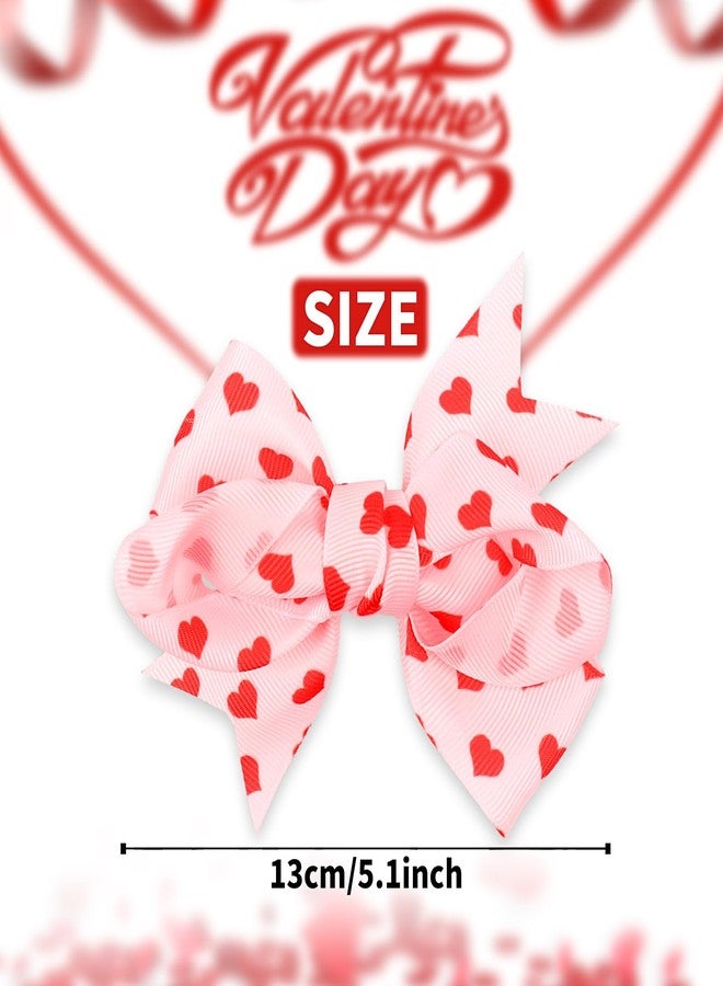 Doneace Valentine Hair Bow Clips Love Heart Hair Clips Red Bow Pink Bowknot Hair Barrettes Valentine Heart Hair Pins Boutique Alligator for Girls Toddler Valentine's Day Hair Accessories 2Pcs - Image 5