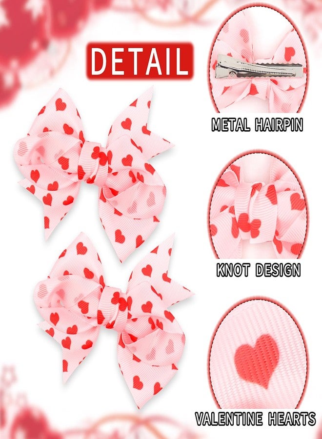 Doneace Valentine Hair Bow Clips Love Heart Hair Clips Red Bow Pink Bowknot Hair Barrettes Valentine Heart Hair Pins Boutique Alligator for Girls Toddler Valentine's Day Hair Accessories 2Pcs - Image 2