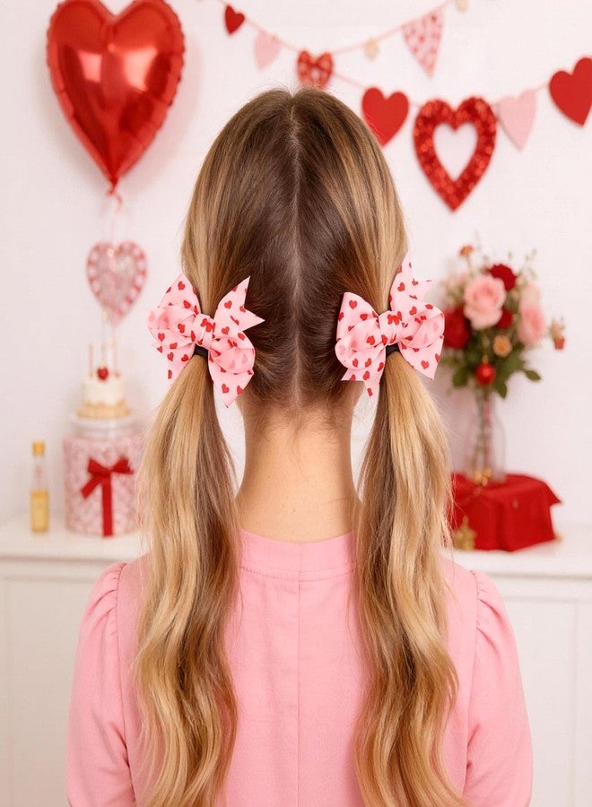 Doneace Valentine Hair Bow Clips Love Heart Hair Clips Red Bow Pink Bowknot Hair Barrettes Valentine Heart Hair Pins Boutique Alligator for Girls Toddler Valentine's Day Hair Accessories 2Pcs - Image 4