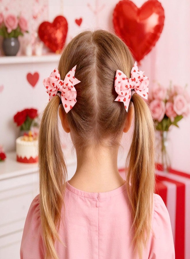Doneace Valentine Hair Bow Clips Love Heart Hair Clips Red Bow Pink Bowknot Hair Barrettes Valentine Heart Hair Pins Boutique Alligator for Girls Toddler Valentine's Day Hair Accessories 2Pcs - Image 3