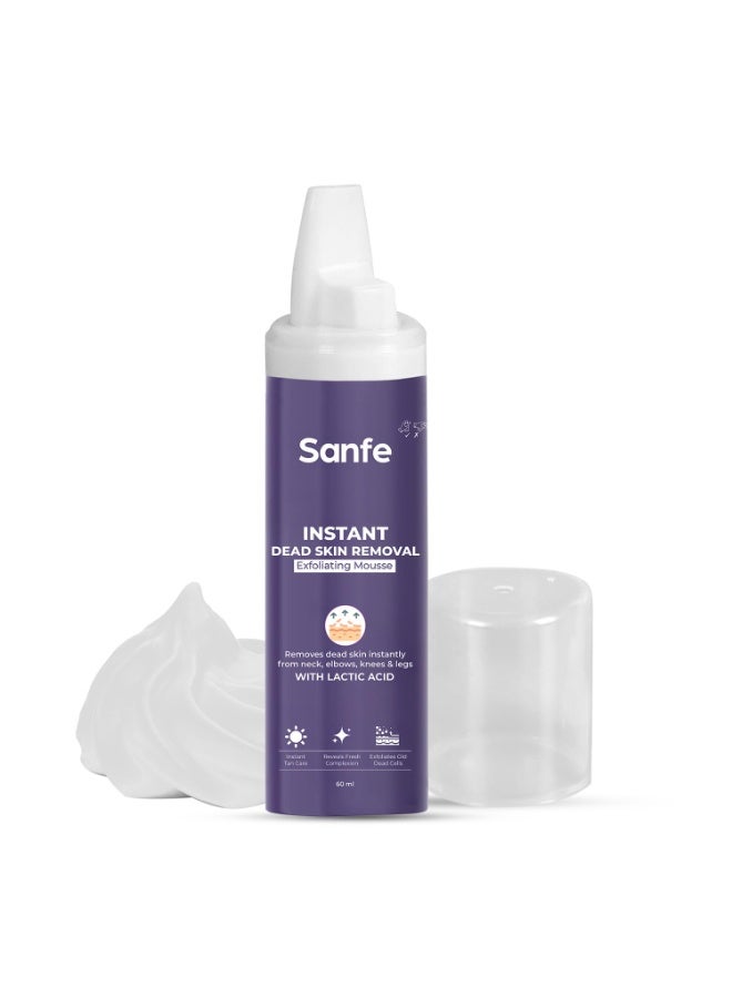 Sanfe Instant Dead Skin Removal Exfoliating Mousse | Visibly Removes Tan, Exfoliation in Minutes | For Smooth & Bright Skin | 60 ml - Image 1